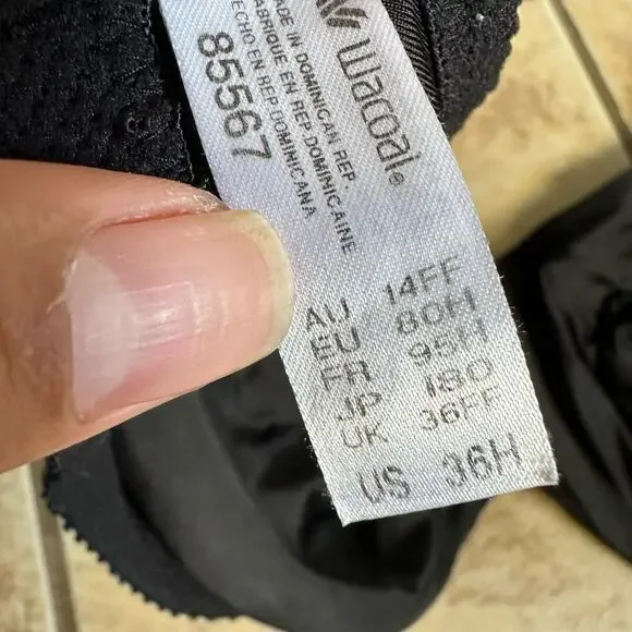 Wacoal Awareness Underwire Bra 85567 Black‎ Size 36 H Bundle Lot of 2